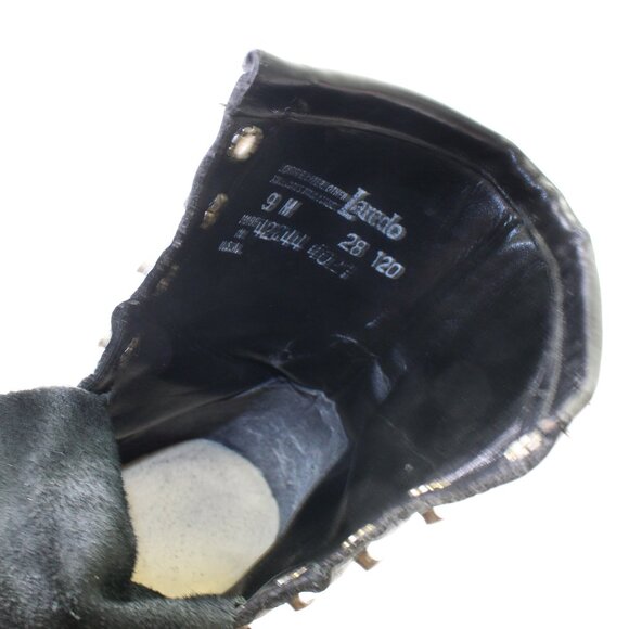 Laredo Black Leather Roper Kiltie Western Ankle Boots (9 US) - Picture 10 of 11